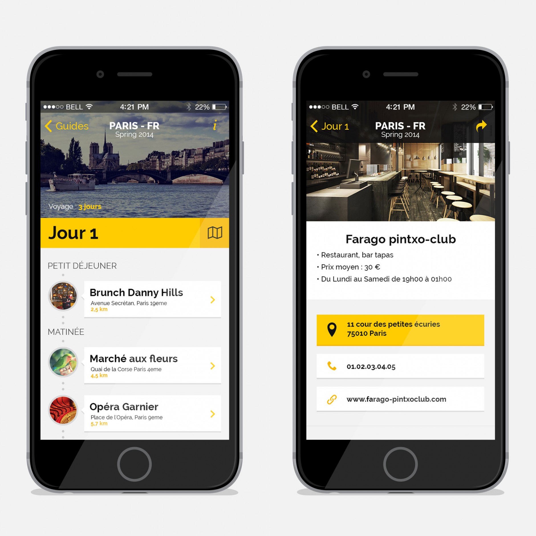 City guide mobile application design UI day trip- mael burgy
